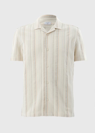 Ecru Stripe Cheesecloth Short Sleeve Shirt