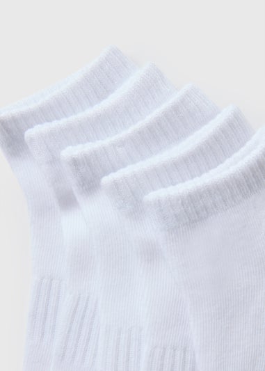 5 Pack Boys White Sports Trainer Socks (Younger 6 -Older 6.5)