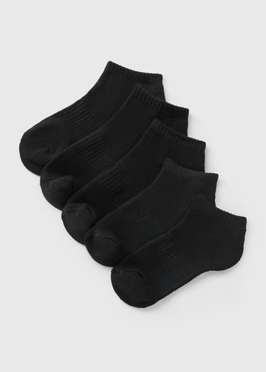 5 Pack Boys Black Sports Trainers Socks (Younger 6-Older 6.5)