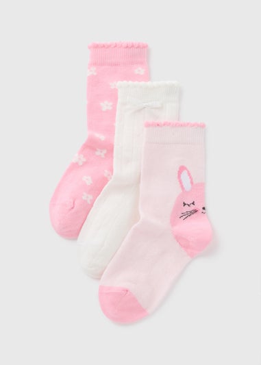 3 Pack Girls Bunny Socks (Younger 6-Older 6.5)