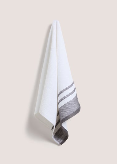 Grey Mono Dobby Boarder Towel