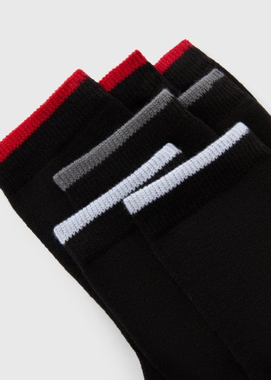 7 Pack Boys Black Football Socks (Younger 6-Older 6.5)