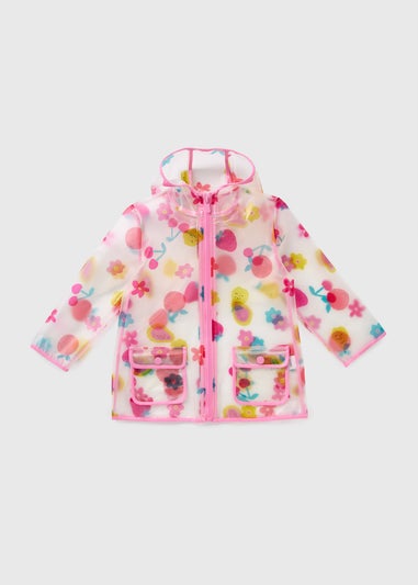 Girls Multicolour Fruit Translucent Mac Coat (1-7yrs)