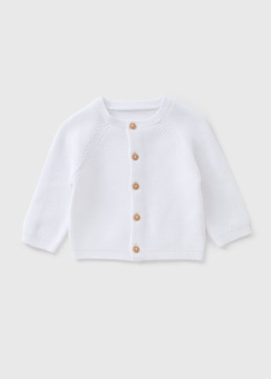 Baby White Knitted Raglan Cardigan (Newborn-12mths)