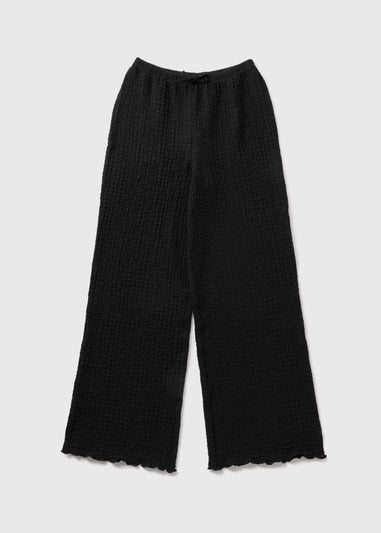 Girls Black Crinkle Trousers (7-15yrs)