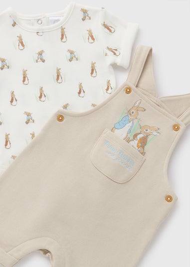 Peter Rabbit Baby Beige Dungaree Set (Newborn-18mths)