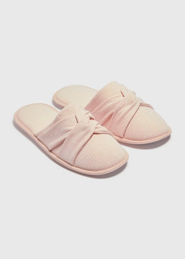 Pink Twist Jersey Mule Slippers