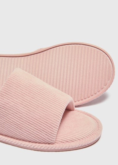 Pink Ribbed Slider Slippers