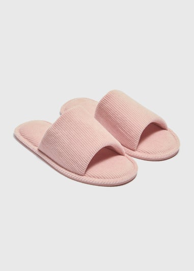 Pink Ribbed Slider Slippers