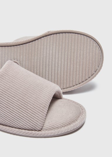 Grey Ribbed Slider Slippers