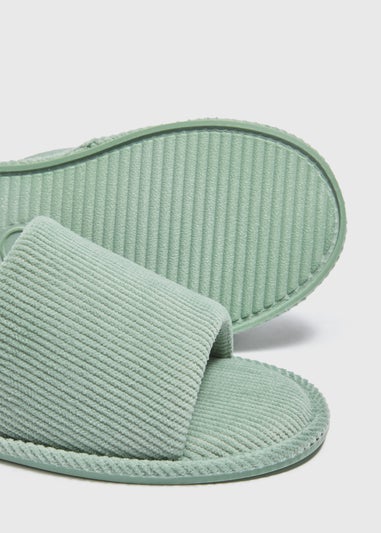 Green Ribbed Slider Slippers