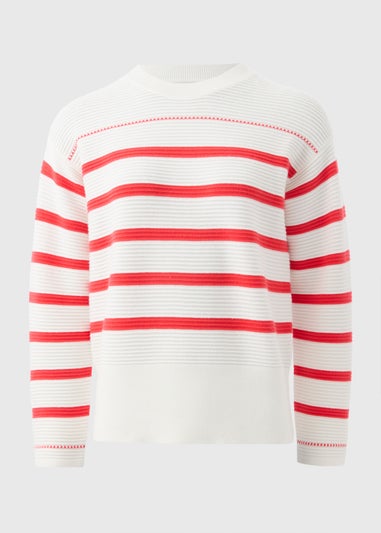 Coral Stripe Knitted Jumper