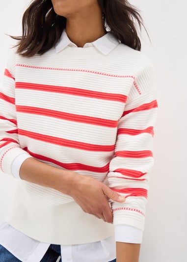 Coral Stripe Knitted Jumper