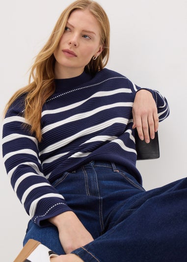 Navy Stripe Knitted Jumper