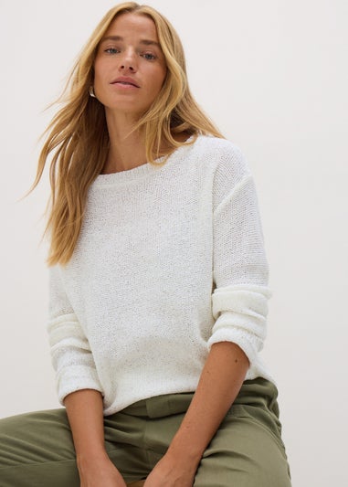 Ivory Sequin Boat Neck Jumper