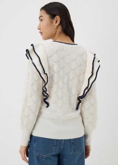 Ivory Pointelle Frill Jumper