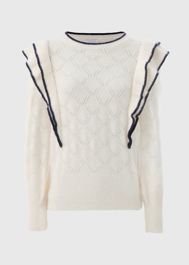 Ivory Pointelle Frill Jumper