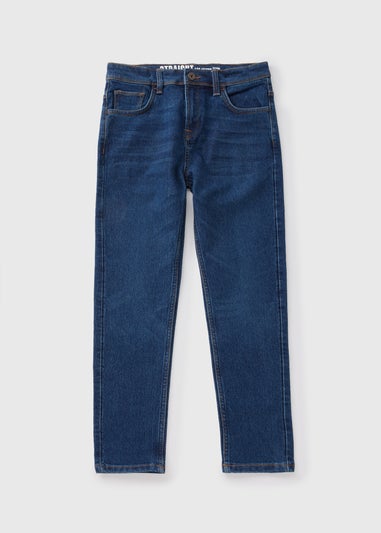 Boys Blue Dark Wash Straight Jeans (7-15yrs)