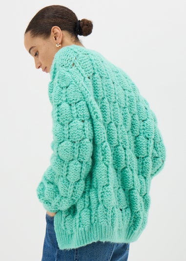 Green Chunky Knit Cardigan