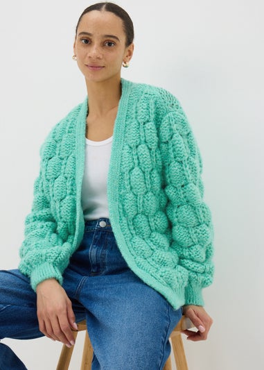 Green Chunky Knit Cardigan