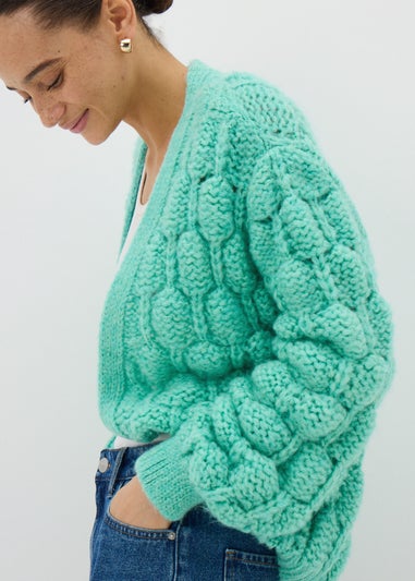 Green Chunky Knit Cardigan