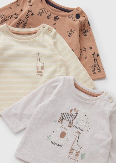 3 Pack Baby Giraffe Long Sleeve Tops (Newborn-23mths)