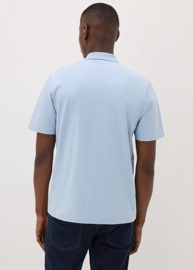 Blue Interlock 1/4 Zip Polo Shirt