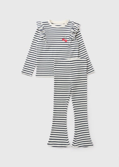 Girls Navy Stripe Top & Flares Set (1-7yrs)