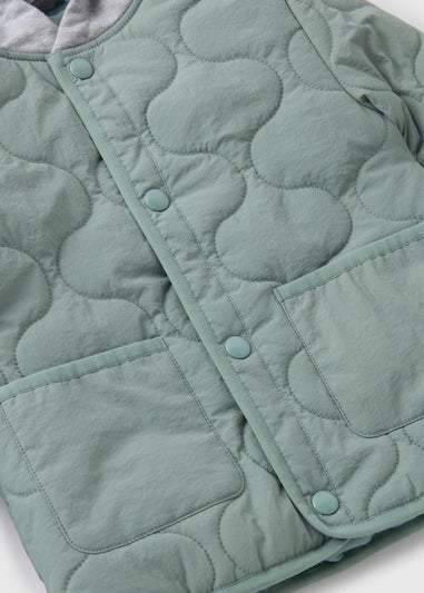 Boys Green Quilted Jersey Hooded Jacket (1-7yrs)