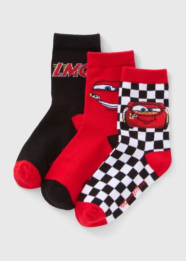 Cars 3 Pack Lightning McQueen Socks  (Younger 6-Older12)