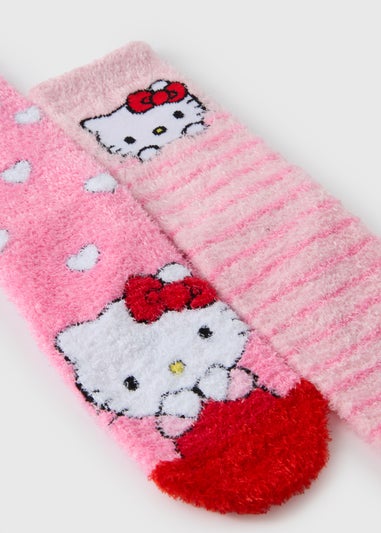 Hello Kitty 2 Pack Kids Pink Cosy Socks (Younger 6-Older 5.5)