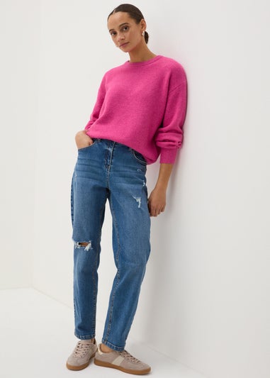 Pink Crew Neck Knitted Jumper