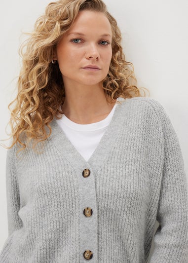 Grey V-Neck Cardigan