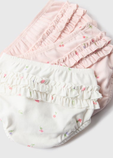 3 Pack Baby Pink Fruit Frill Knickers (Newborn-23mths)