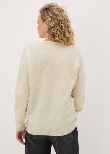 Oatmeal V-Neck Jumper