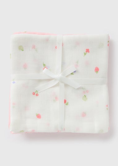 3 Pack Baby Pink Floral Muslin Cloths