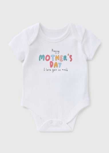 Baby White Mothers Day Bodysuit (Newborn-12mths)