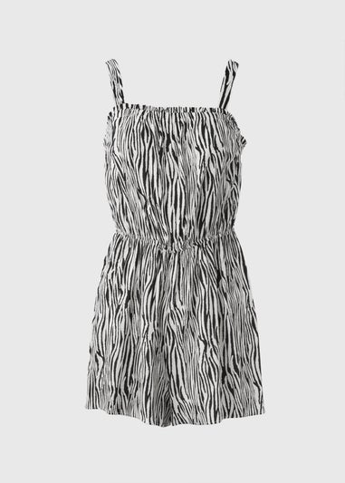 Black Zebra Print Playsuit