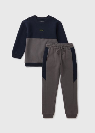 Boys Navy Unlimited Sweatshirt & Jogging Bottoms Set (7-15yrs)