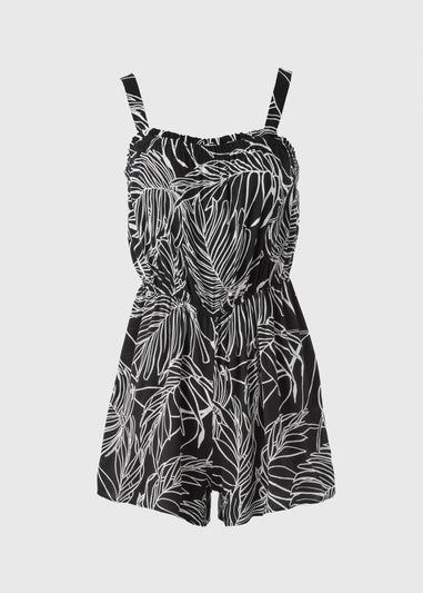 Black Leaf Print Playsuit