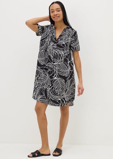 Black Leaf Popover Tunic