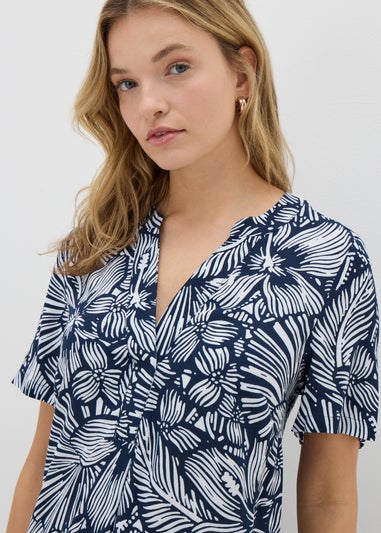 Navy Floral Popover Tunic