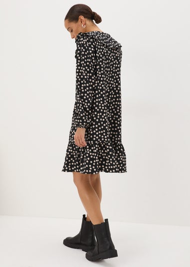 Black Spot Oversized Collar Mini Dress