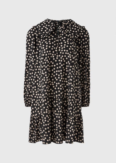 Black Spot Oversized Collar Mini Dress