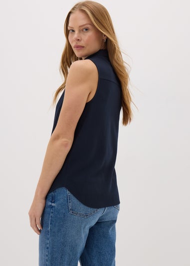 Navy Sleeveless Shirt