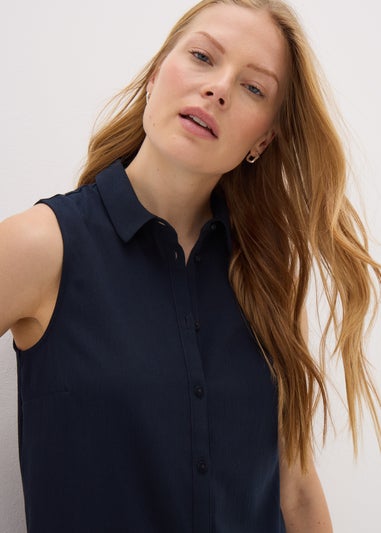 Navy Sleeveless Shirt