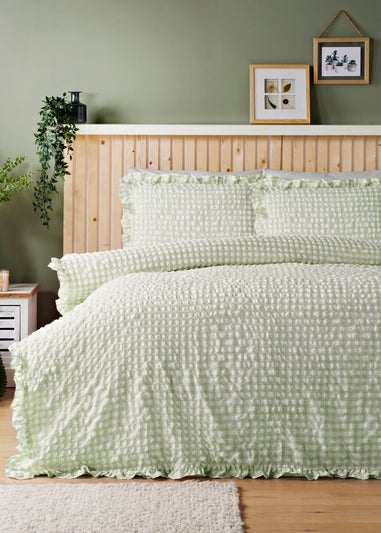 Green Gingham Seersucker Duvet Set