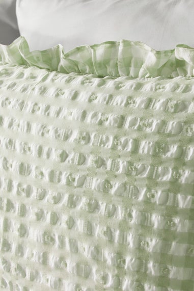 Green Gingham Seersucker Duvet Set