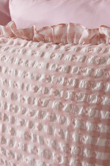 Pink Gingham Seersucker Duvet Set