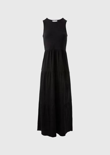 Black Sleeveless Tiered Maxi Dress